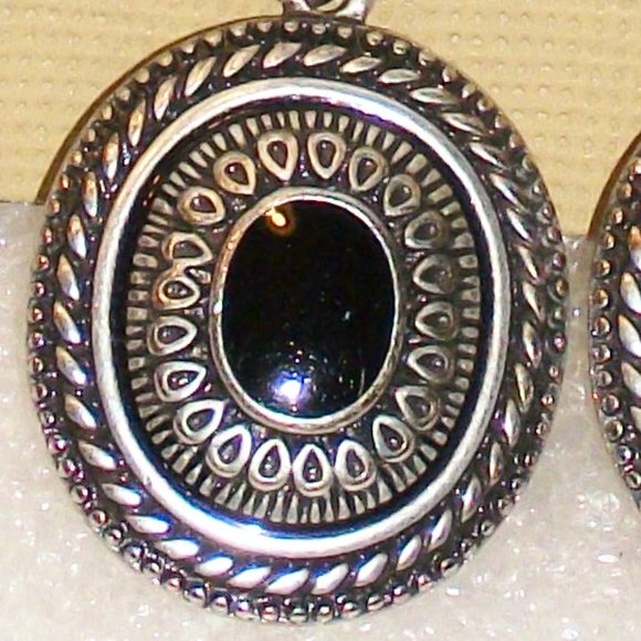 Sarah & Co Dangle Earrings Black Enamel on Silver NWT - Picture 2 of 4